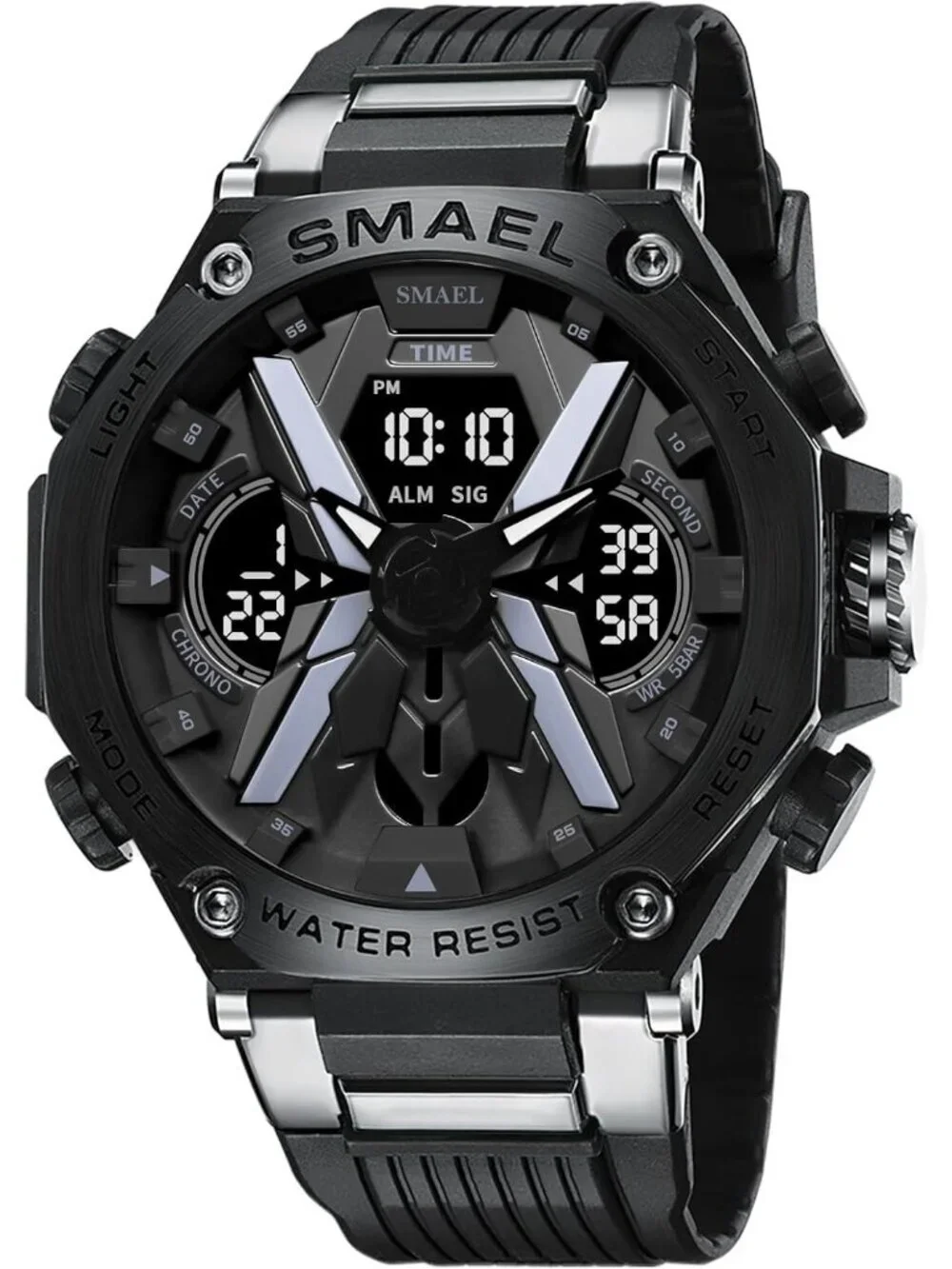 Men's Black Analog Quartz Sports Waterproof Military Alarm LED Digital Watch